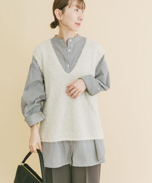 ITEMS URBANRESEARCH(アイテムズ アーバンリサーチ)の「リボンヤーンベスト(ニット/セーター・レディース・ブラック/チャコールグレー/オフホワイト・FREE)」の5枚目の写真