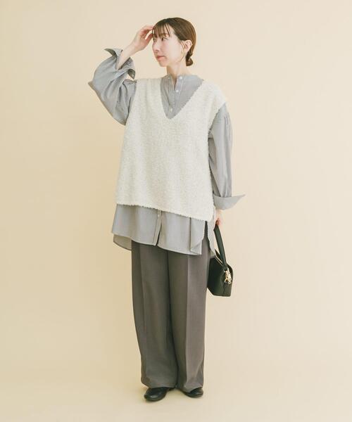 ITEMS URBANRESEARCH(アイテムズ アーバンリサーチ)の「リボンヤーンベスト(ニット/セーター・レディース・ブラック/チャコールグレー/オフホワイト・FREE)」の6枚目の写真