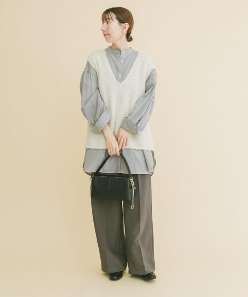 ITEMS URBANRESEARCH(アイテムズ アーバンリサーチ)の「リボンヤーンベスト(ニット/セーター・レディース・ブラック/チャコールグレー/オフホワイト・FREE)」の7枚目の写真