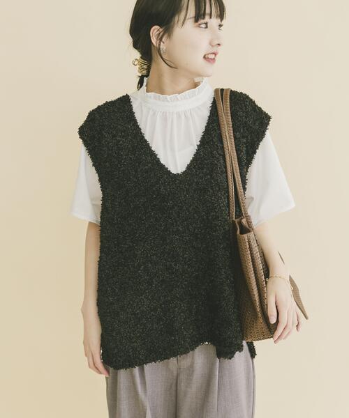 ITEMS URBANRESEARCH(アイテムズ アーバンリサーチ)の「リボンヤーンベスト(ニット/セーター・レディース・ブラック/チャコールグレー/オフホワイト・FREE)」の11枚目の写真