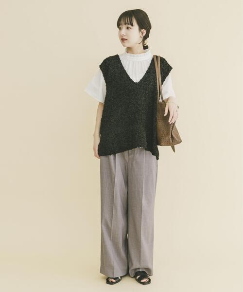 ITEMS URBANRESEARCH(アイテムズ アーバンリサーチ)の「リボンヤーンベスト(ニット/セーター・レディース・ブラック/チャコールグレー/オフホワイト・FREE)」の12枚目の写真