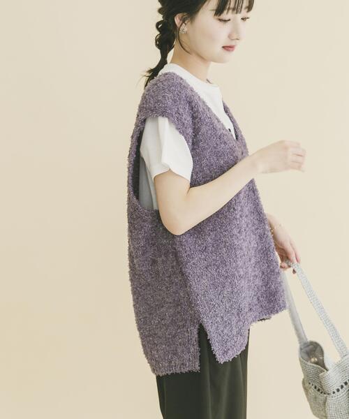 ITEMS URBANRESEARCH(アイテムズ アーバンリサーチ)の「リボンヤーンベスト(ニット/セーター・レディース・ブラック/チャコールグレー/オフホワイト・FREE)」の18枚目の写真