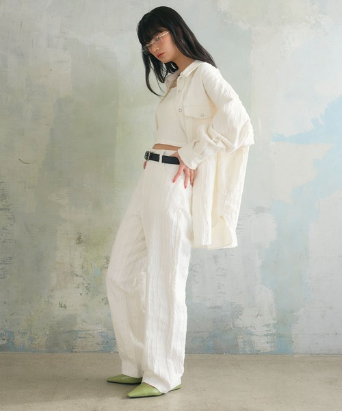 ELLEgirl（エルガール）の「フリンジジャガードパンツ（デニムパンツ・レディース・オフホワイト/ベージュ・M/L）」の14枚目の写真