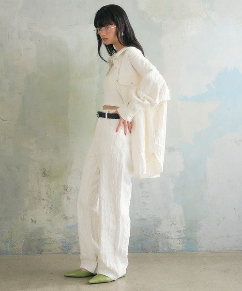 ELLEgirl（エルガール）の「フリンジジャガードパンツ（デニムパンツ・レディース・オフホワイト/ベージュ・M/L）」の15枚目の写真