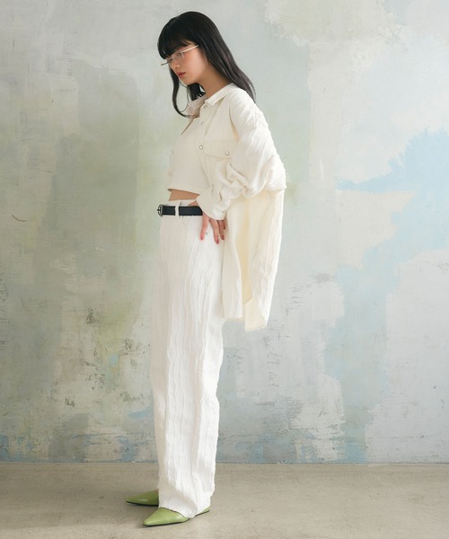 ELLEgirl（エルガール）の「フリンジジャガードパンツ（デニムパンツ・レディース・オフホワイト/ベージュ・M/L）」の16枚目の写真