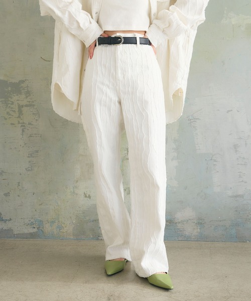 ELLEgirl（エルガール）の「フリンジジャガードパンツ（デニムパンツ・レディース・オフホワイト/ベージュ・M/L）」の17枚目の写真