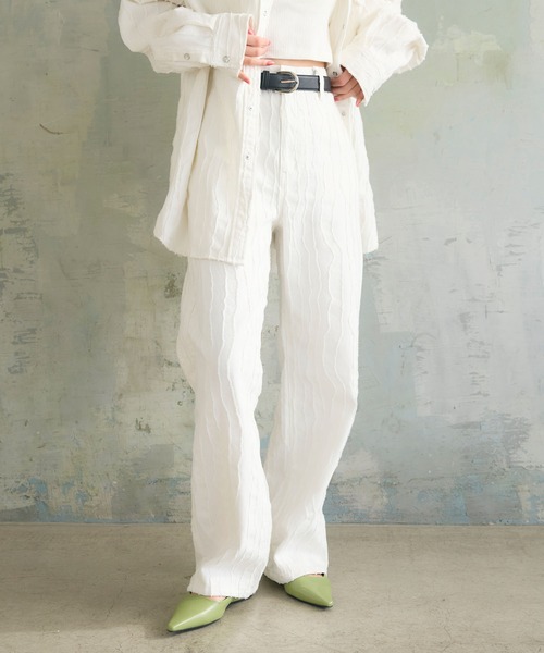 ELLEgirl（エルガール）の「フリンジジャガードパンツ（デニムパンツ・レディース・オフホワイト/ベージュ・M/L）」の18枚目の写真