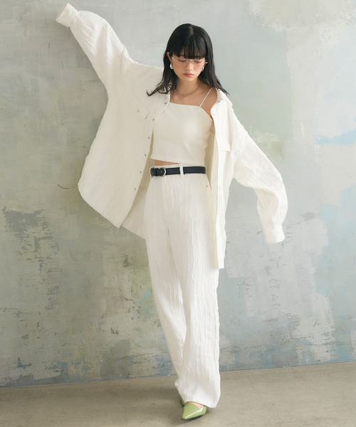 ELLEgirl（エルガール）の「フリンジジャガードパンツ（デニムパンツ・レディース・オフホワイト/ベージュ・M/L）」の6枚目の写真