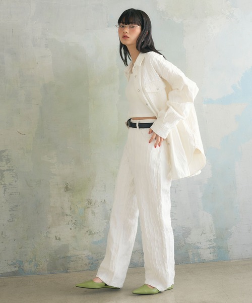 ELLEgirl（エルガール）の「フリンジジャガードパンツ（デニムパンツ・レディース・オフホワイト/ベージュ・M/L）」の13枚目の写真