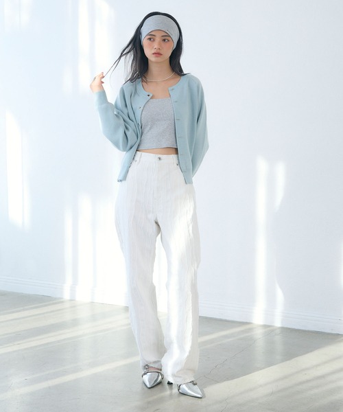 ELLEgirl（エルガール）の「フリンジジャガードパンツ（デニムパンツ・レディース・オフホワイト/ベージュ・M/L）」の21枚目の写真