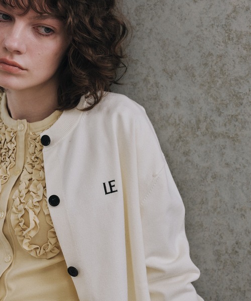 LE CIEL BLEU(ルシェルブルー)の「LEエンブロイダリーカーディガン / LE embroidery Cardigan(カーディガン/ボレロ・レディース・グレー/ブラック/ホワイト・36)」の1枚目の写真