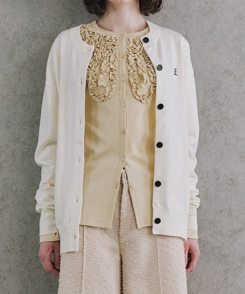 LE CIEL BLEU（ルシェルブルー）の「LEエンブロイダリーカーディガン / LE embroidery Cardigan（カーディガン/ボレロ・レディース・グレー/ブラック・36）」の6枚目の写真