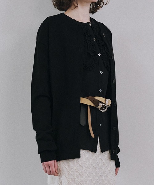 LE CIEL BLEU（ルシェルブルー）の「LEエンブロイダリーカーディガン / LE embroidery Cardigan（カーディガン/ボレロ・レディース・グレー/ブラック・36）」の13枚目の写真