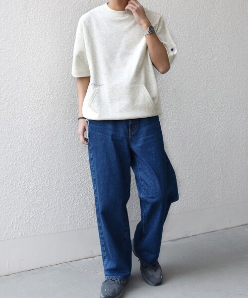 Champion(チャンピオン)の「【SHIPS any別注】Champion: ロゴ刺繍 スピンドル スウェット Tシャツ 26SS◇(Tシャツ/カットソー・メンズ・ナチュラル/ライトブルー/ブラック・X-LARGE/LARGE/MEDIUM)」の5枚目の写真