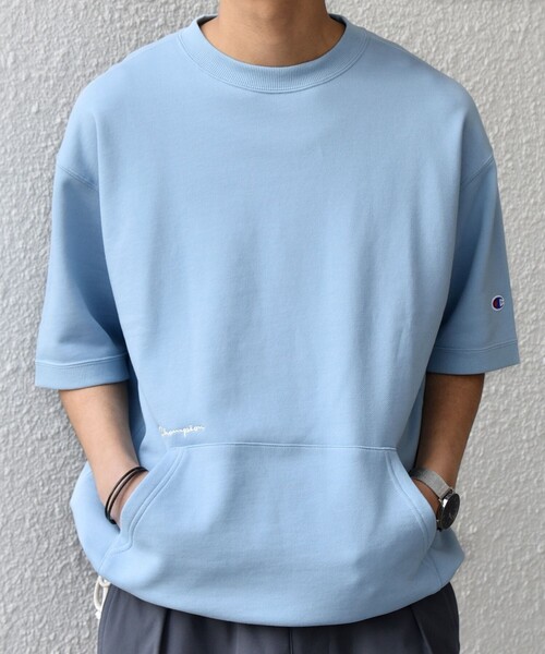 Champion(チャンピオン)の「【SHIPS any別注】Champion: ロゴ刺繍 スピンドル スウェット Tシャツ 26SS◇(Tシャツ/カットソー・メンズ・ナチュラル/ライトブルー/ブラック・X-LARGE/LARGE/MEDIUM)」の17枚目の写真