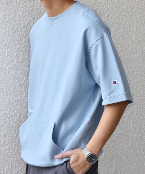 Champion(チャンピオン)の「【SHIPS any別注】Champion: ロゴ刺繍 スピンドル スウェット Tシャツ 26SS◇(Tシャツ/カットソー・メンズ・ナチュラル/ライトブルー/ブラック・X-LARGE/LARGE/MEDIUM)」の18枚目の写真