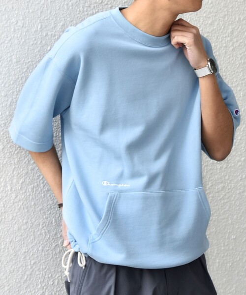 Champion(チャンピオン)の「【SHIPS any別注】Champion: ロゴ刺繍 スピンドル スウェット Tシャツ 26SS◇(Tシャツ/カットソー・メンズ・ナチュラル/ライトブルー/ブラック・X-LARGE/LARGE/MEDIUM)」の19枚目の写真