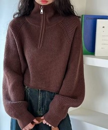 ハーフジップショート丈ニット