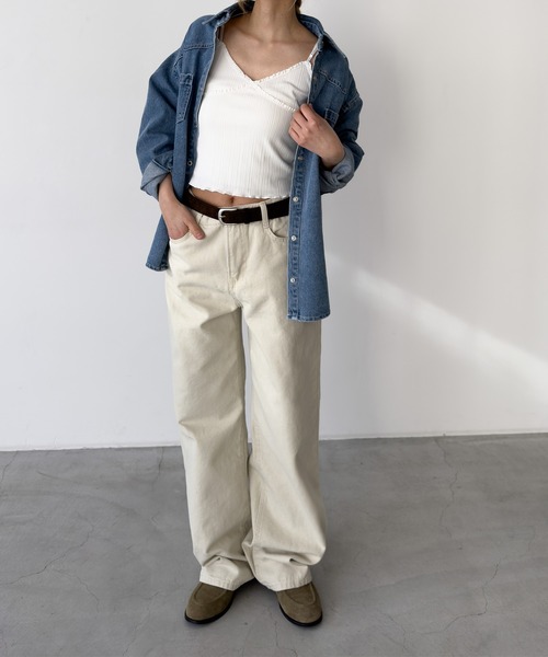 CANAL JEAN（キャナルジーン）の「HARING　レーストリムキャミ（キャミソール・レディース・ネイビー/アイボリー・ONE SIZE）」の10枚目の写真