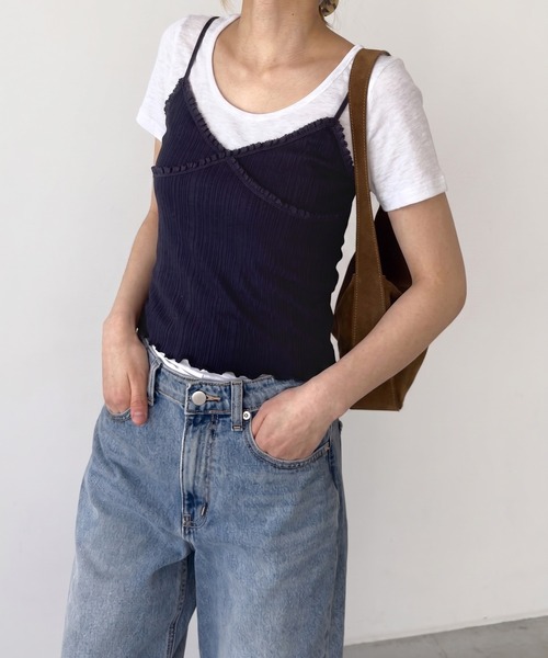 CANAL JEAN(キャナルジーン)の「HARING レーストリムキャミ(キャミソール・レディース・ネイビー/アイボリー・ONE SIZE)」の15枚目の写真