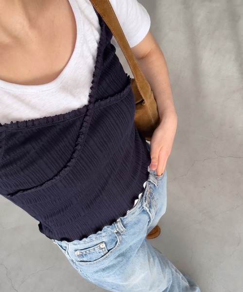 CANAL JEAN(キャナルジーン)の「HARING レーストリムキャミ(キャミソール・レディース・ネイビー/アイボリー・ONE SIZE)」の13枚目の写真