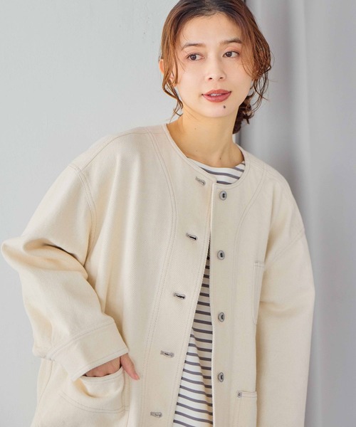 studio CLIP（スタディオクリップ）の「コットンノーカラーツイルポケットジャケット（ノーカラージャケット・レディース・ピンク/ライトグレー/アイボリー・FREE）」の22枚目の写真