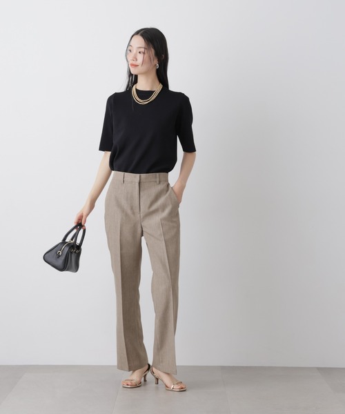 NANO universe(ナノユニバース)の「多機能センタープレスパンツ(セットアップ可)(スラックス・レディース・ライトベージュ/グレー系その他2/ネイビー・FREE)」の9枚目の写真