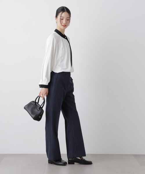 NANO universe(ナノユニバース)の「多機能センタープレスパンツ(セットアップ可)(スラックス・レディース・ライトベージュ/グレー系その他2/ネイビー・FREE)」の20枚目の写真