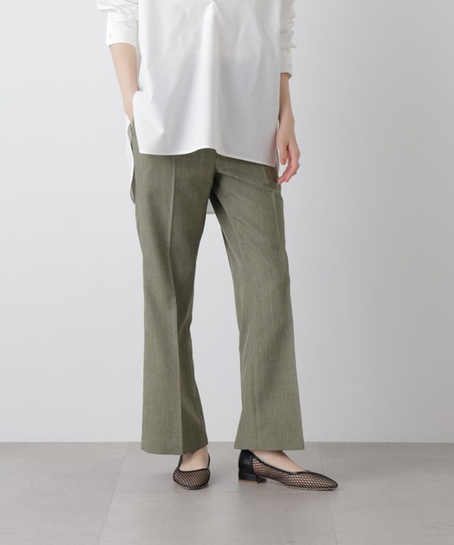 NANO universe(ナノユニバース)の「多機能センタープレスパンツ(セットアップ可)(スラックス・レディース・ライトベージュ/グレー系その他2/ネイビー・FREE)」の12枚目の写真