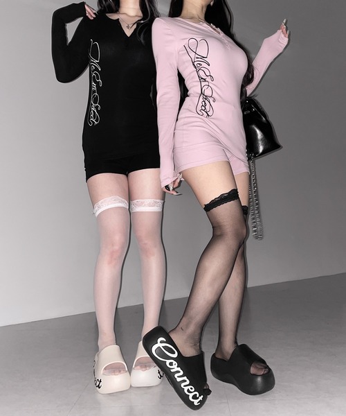 me+em select(ミームセレクト)の「【 セットアップ 】レタリングロゴヘンリーネックトップス&ショートパンツ SETUP / lettering logo henlyneck tops & short pants(セットアップ・レディース・ピンク/ブラック/グレー・FREE)」の18枚目の写真