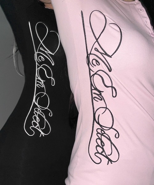 me+em select(ミームセレクト)の「【 セットアップ 】レタリングロゴヘンリーネックトップス&ショートパンツ SETUP / lettering logo henlyneck tops & short pants(セットアップ・レディース・ピンク/ブラック/グレー・FREE)」の9枚目の写真