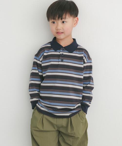 URBAN RESEARCH DOORS（アーバンリサーチドアーズ）の「マルチボーダーラガーシャツ(KIDS)（Tシャツ/カットソー・キッズ・ホワイト系その他/グレー系その他・120/135/105）」の2枚目の写真