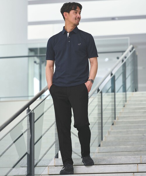 green label relaxing（グリーンレーベルリラクシング）の「【WEB限定】ドライクリーン 半袖 ポロシャツ -吸水速乾・抗菌-（ポロシャツ・メンズ・ネイビー/オフホワイト/ターコイズブルー/グレー/ロイヤルブルー/ダークグレー/ブラウン/ブラック・XXL/XL/L/M/S）」の9枚目の写真