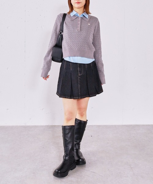 archives（アルシーヴ）の「デニムプリーツミニスカート（デニムスカート・レディース・ブルー/ブラック・SMALL/MEDIUM）」の8枚目の写真