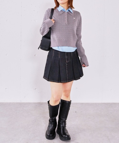 archives（アルシーヴ）の「デニムプリーツミニスカート（デニムスカート・レディース・ブルー/ブラック・SMALL/MEDIUM）」の9枚目の写真