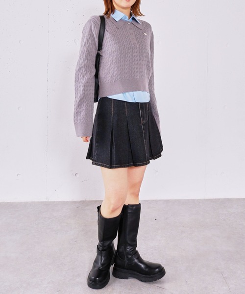 archives（アルシーヴ）の「デニムプリーツミニスカート（デニムスカート・レディース・ブルー/ブラック・SMALL/MEDIUM）」の10枚目の写真