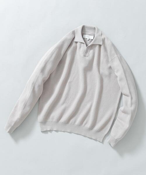 URBAN RESEARCH ROSSO MEN（アーバンリサーチロッソメン）の「『WEB限定』変形カノコスキッパーニットポロ（ニット/セーター・メンズ・ライトグレー/ネイビー/ブラック・LARGE/MEDIUM）」の3枚目の写真