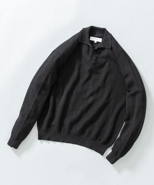 URBAN RESEARCH ROSSO MEN（アーバンリサーチロッソメン）の「『WEB限定』変形カノコスキッパーニットポロ（ニット/セーター・メンズ・ライトグレー/ネイビー/ブラック・LARGE/MEDIUM）」の2枚目の写真
