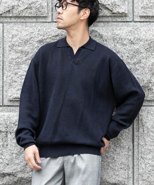 URBAN RESEARCH ROSSO MEN（アーバンリサーチロッソメン）の「『WEB限定』変形カノコスキッパーニットポロ（ニット/セーター・メンズ・ライトグレー/ネイビー/ブラック・LARGE/MEDIUM）」の12枚目の写真