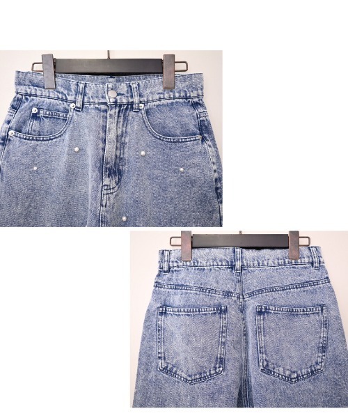 Dolce Fiora（ドルチェフィオラ）の「10oz パールスタッズデニム付きストレートデニム（デニムパンツ・レディース・ライトブルー・M）」の7枚目の写真