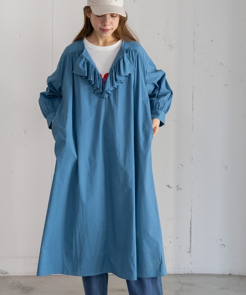 POU DOU DOU(プードゥドゥ)の「フロントフリルワンピース(ワンピース・レディース・ブルー/インディゴブルー/イエロー・3)」の3枚目の写真