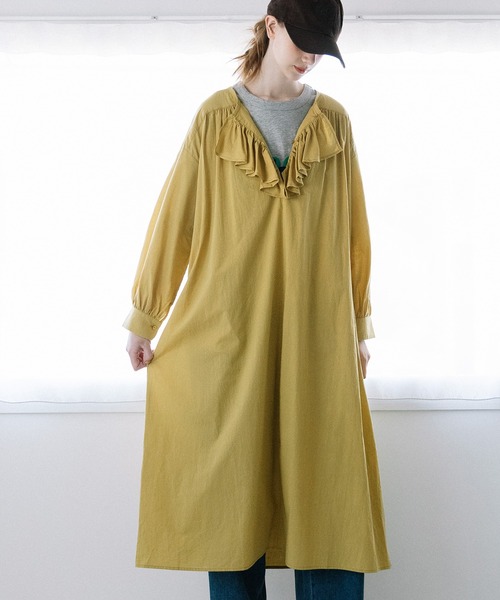 POU DOU DOU(プードゥドゥ)の「フロントフリルワンピース(ワンピース・レディース・ブルー/インディゴブルー/イエロー・3)」の8枚目の写真