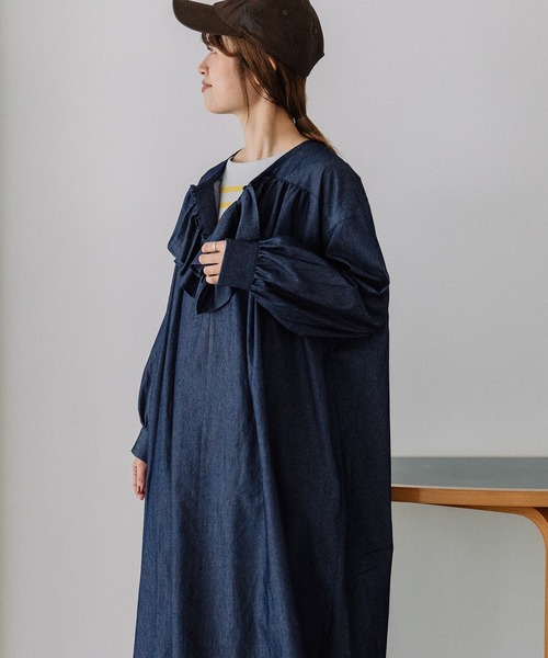 POU DOU DOU(プードゥドゥ)の「フロントフリルワンピース(ワンピース・レディース・ブルー/インディゴブルー/イエロー・3)」の16枚目の写真