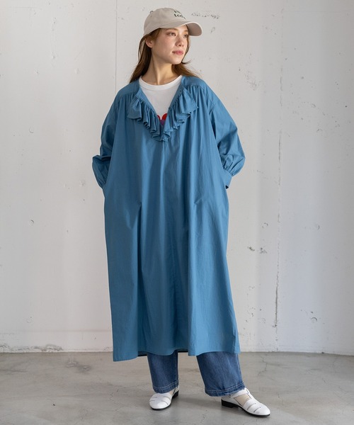 POU DOU DOU(プードゥドゥ)の「フロントフリルワンピース(ワンピース・レディース・ブルー/インディゴブルー/イエロー・3)」の19枚目の写真