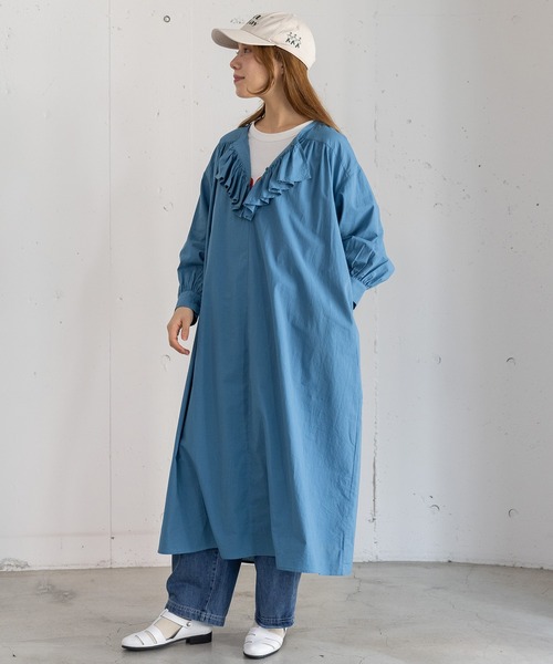 POU DOU DOU(プードゥドゥ)の「フロントフリルワンピース(ワンピース・レディース・ブルー/インディゴブルー/イエロー・3)」の21枚目の写真