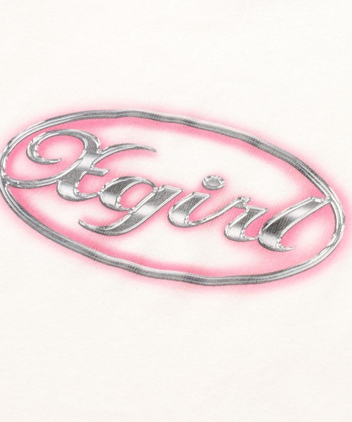 X-girl(エックスガール)の「GLOW METAL OVAL LOGO RAGLAN S/S BABY TEE(Tシャツ/カットソー・レディース・ホワイト/チャコール・S/M)」の8枚目の写真