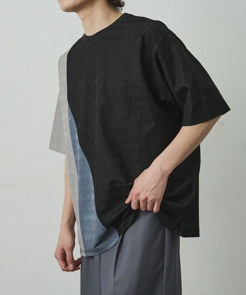 COLONY 2139(コロニートゥーワンスリーナイン)の「ブライトジャガード切替半袖TEE(Tシャツ/カットソー・メンズ・ホワイト/ブラック・MEDIUM/LARGE)」の11枚目の写真