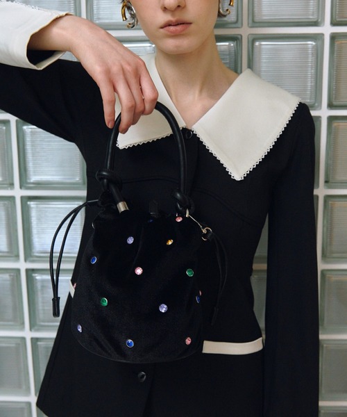 ANDRESD（アンドレスド）の「ビジューバケットバッグ / bijou bucket bag（ハンドバッグ・レディース・ブラック系1・FREE）」の19枚目の写真