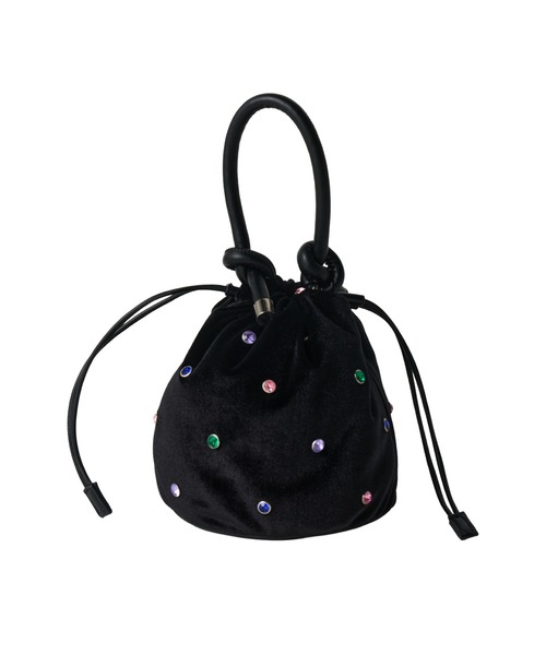 ANDRESD（アンドレスド）の「ビジューバケットバッグ / bijou bucket bag（ハンドバッグ・レディース・ブラック系1・FREE）」の9枚目の写真