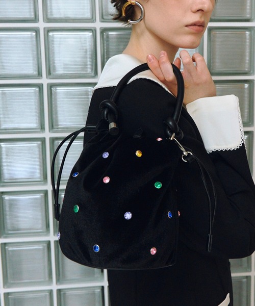 ANDRESD（アンドレスド）の「ビジューバケットバッグ / bijou bucket bag（ハンドバッグ・レディース・ブラック系1・FREE）」の18枚目の写真